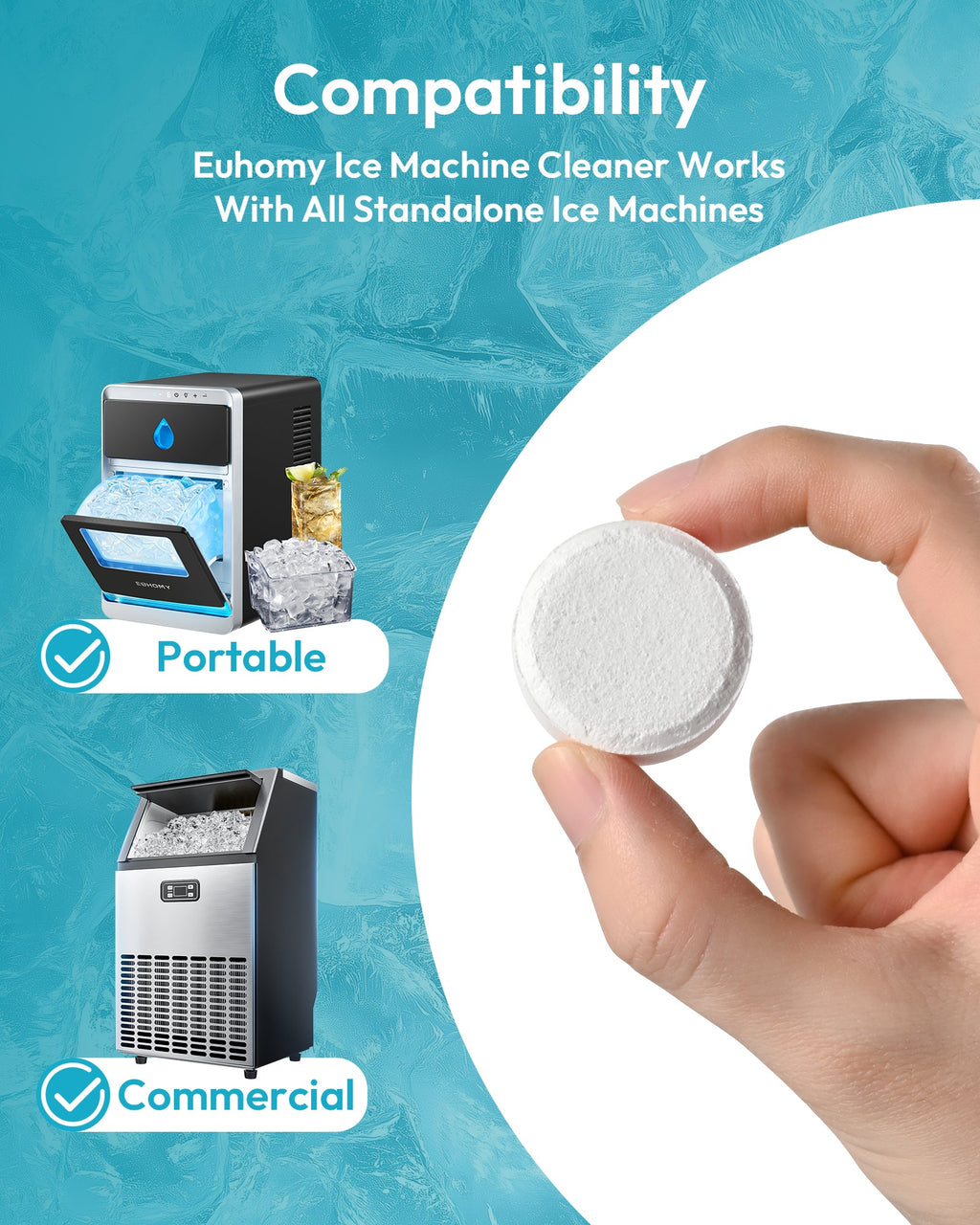 Euhomy Ice Maker Cleaner - 24 Clean Tablets, Powerful Cleansing